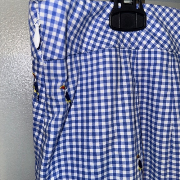 EUC Talbots Gingham Cotton Canvas Embroidered Toucan Skirt Size 16P 16 Petite - Picture 7 of 10